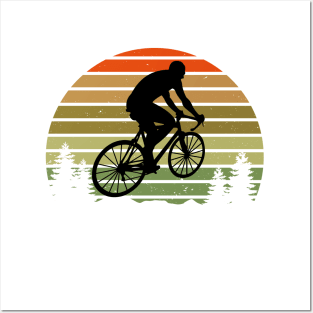 Cyclist retro vintage sunset style Posters and Art